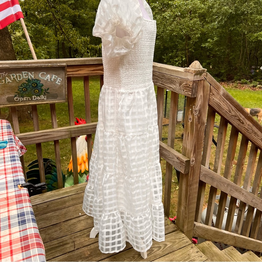Pretty Garden White Pretty Shoulder Sundress XXL fully lined, Maxi - Picture 9 of 13
